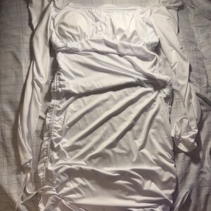 Elegant White Ruched Dress